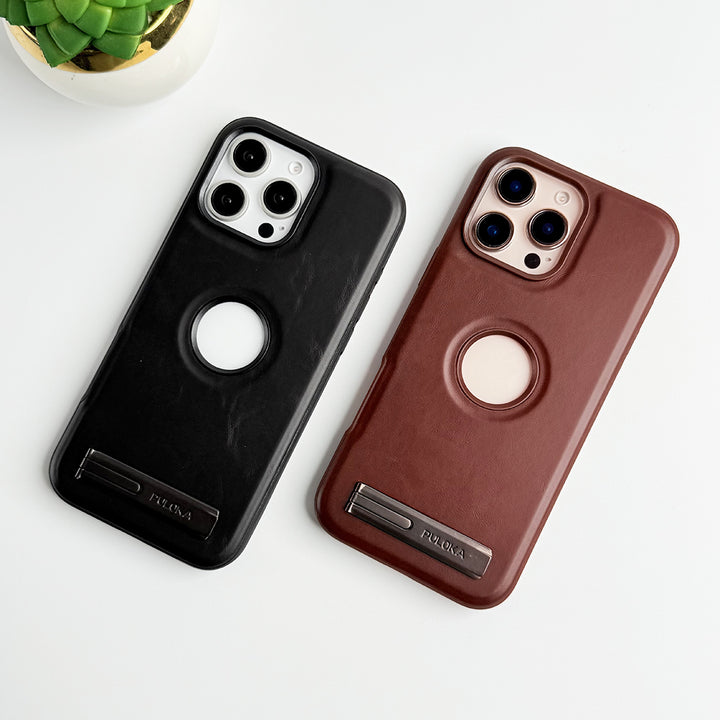 iPhone 16 Series PU Leather Inbuilt Stand Case Cover
