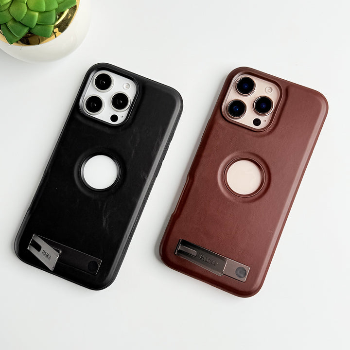 iPhone 16 Series PU Leather Inbuilt Stand Case Cover