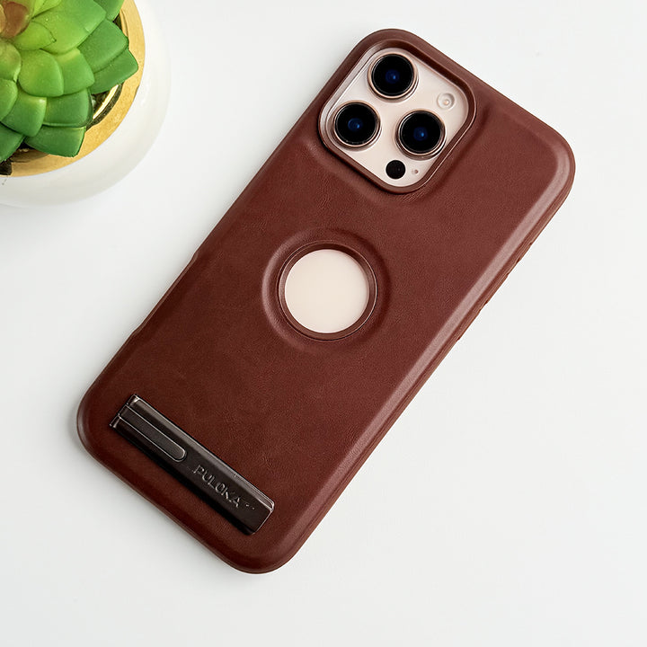 iPhone 16 Series PU Leather Inbuilt Stand Case Cover