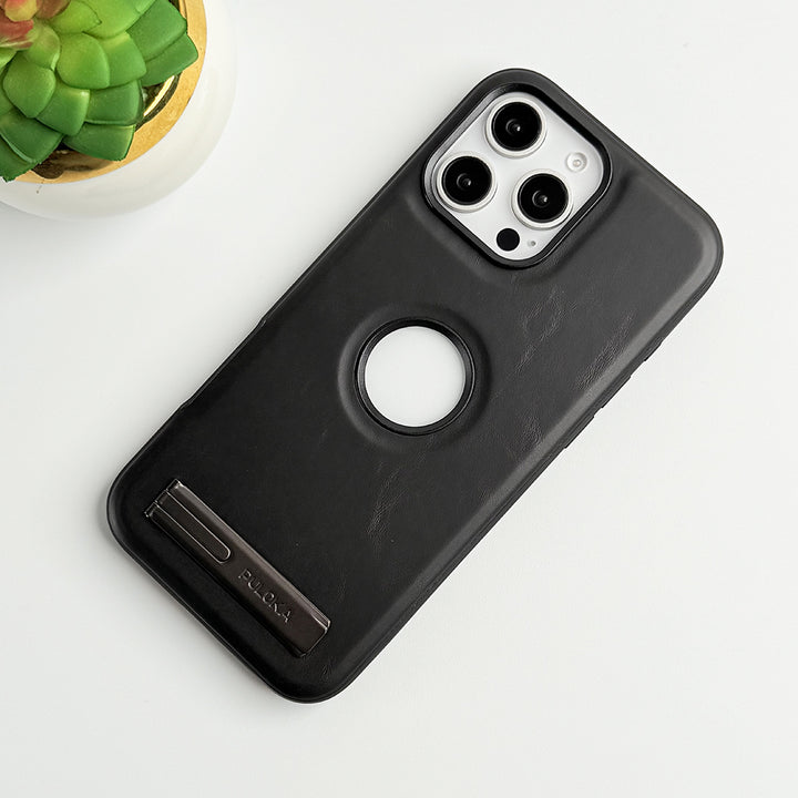 iPhone 16 Series PU Leather Inbuilt Stand Case Cover