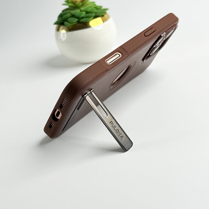 iPhone 16 Series PU Leather Inbuilt Stand Case Cover
