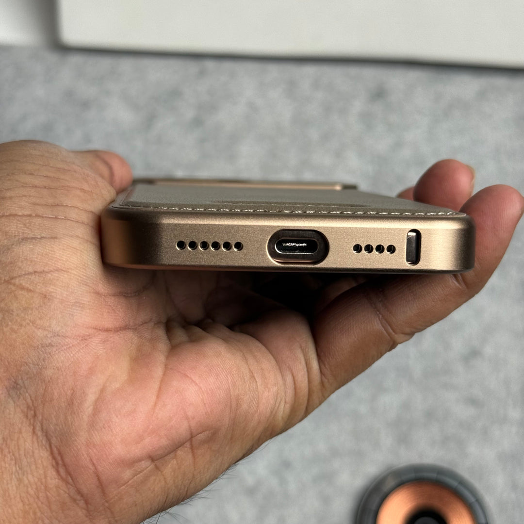 iPhone 16 Series Premium Metallic AeroFLex Aluminium Stitch Leather MagSafe Case