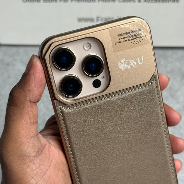 iPhone 16 Series Premium Metallic AeroFLex Aluminium Stitch Leather MagSafe Case