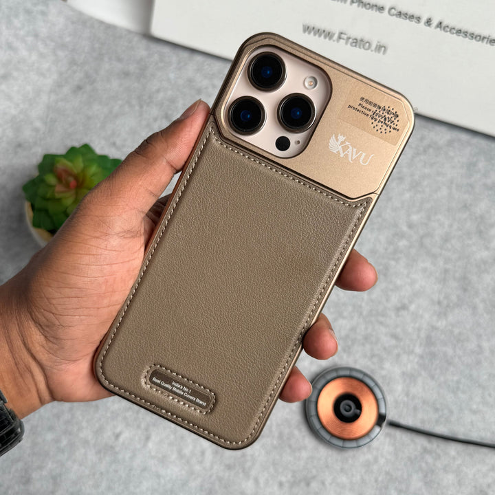 iPhone 16 Series Premium Metallic AeroFLex Aluminium Stitch Leather MagSafe Case