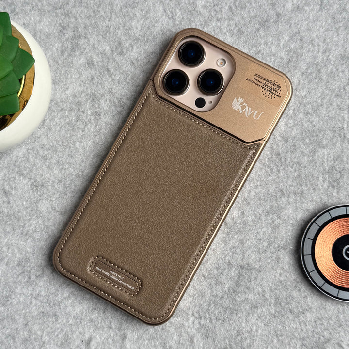 iPhone 16 Series Premium Metallic AeroFLex Aluminium Stitch Leather MagSafe Case