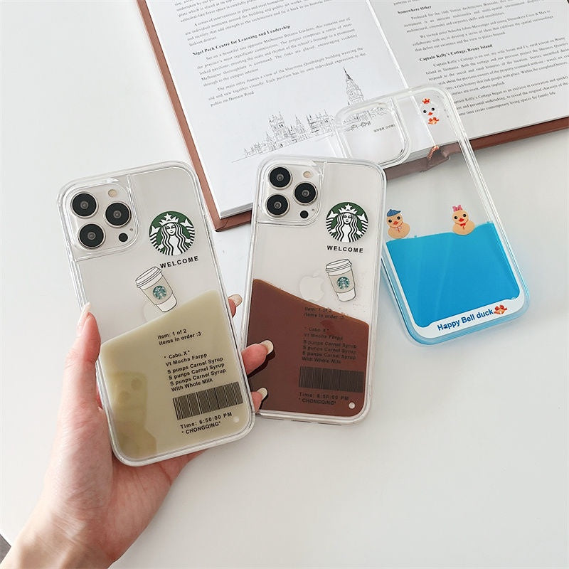 iPhone 16 Series SB Liquid Coffee Floating Cup Case Cover