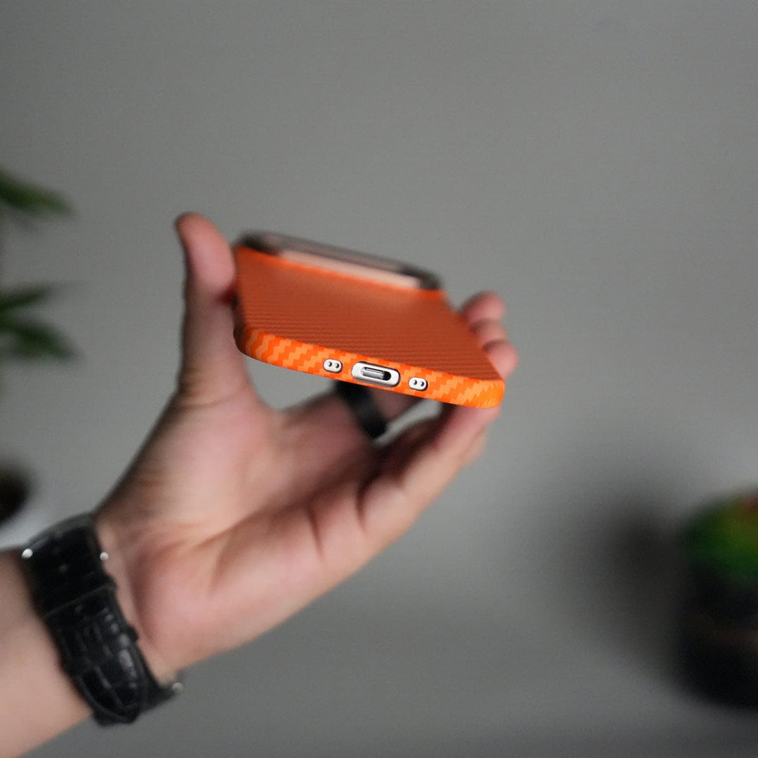 FRATO iPhone 17 Series iPhone 17 Air Carbon Fiber Texture Design Hard Pc MagSafe Case Cover OrangeCarbon