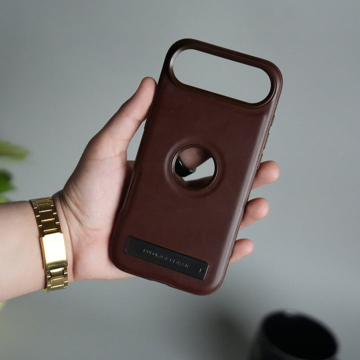 iPhone 17 Air Full PU Leather Inbuilt Metal Stand Case Cover