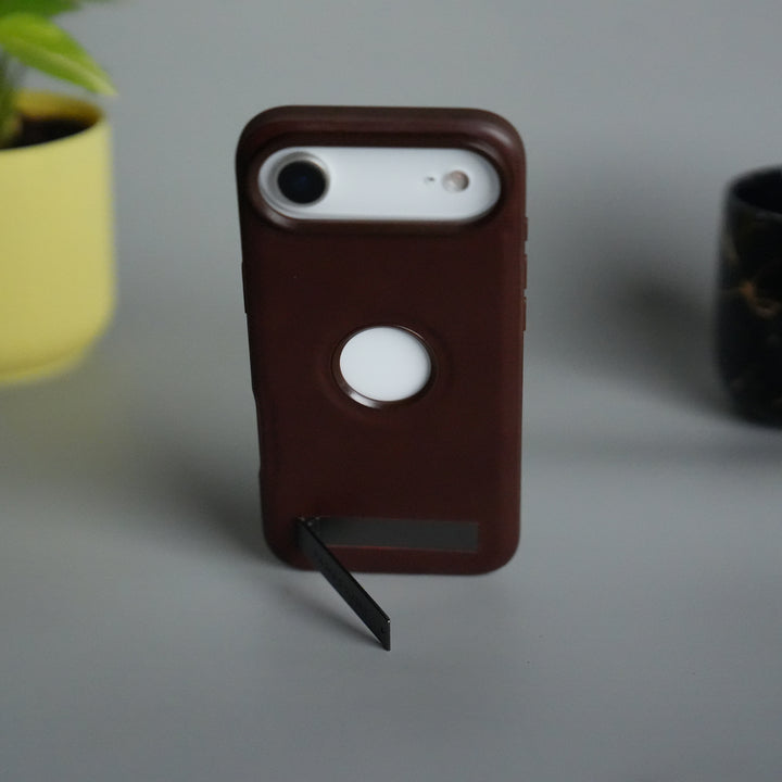 iPhone 17 Air Full PU Leather Inbuilt Metal Stand Case Cover