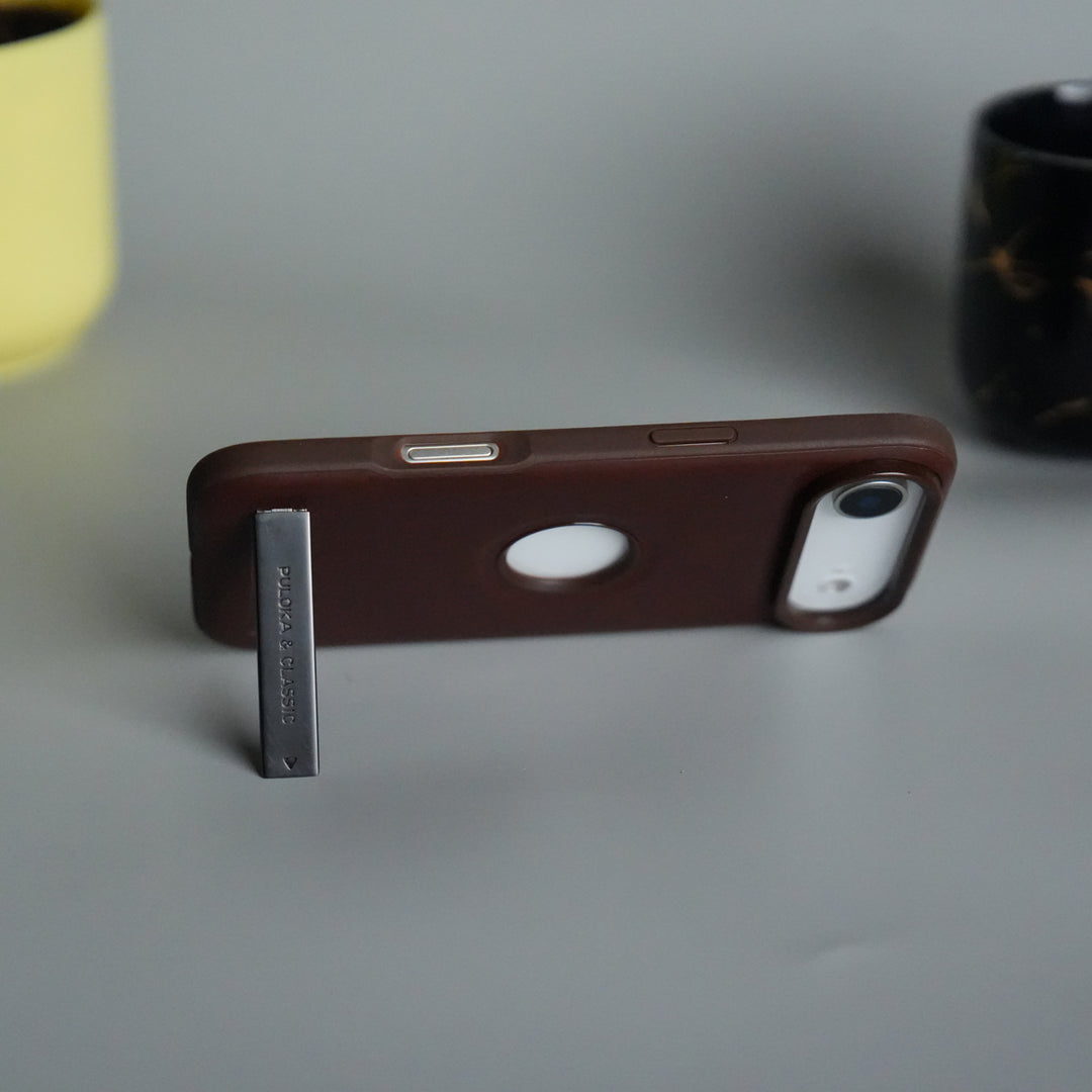 iPhone 17 Air Full PU Leather Inbuilt Metal Stand Case Cover