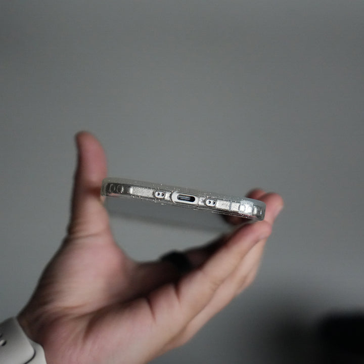 iPhone 17 Air Glitter Case | Transparent Cover with Sparkle Finish & Metallic Camera Bumper