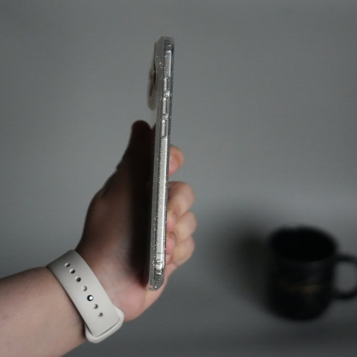 iPhone 17 Air Glitter Case | Transparent Cover with Sparkle Finish & Metallic Camera Bumper