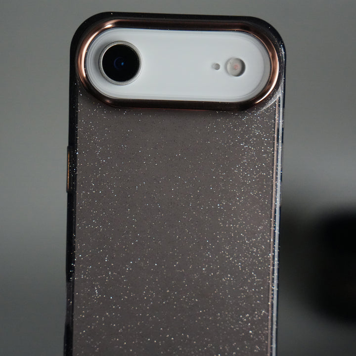 iPhone 17 Air Glitter Case | Transparent Cover with Sparkle Finish & Metallic Camera Bumper