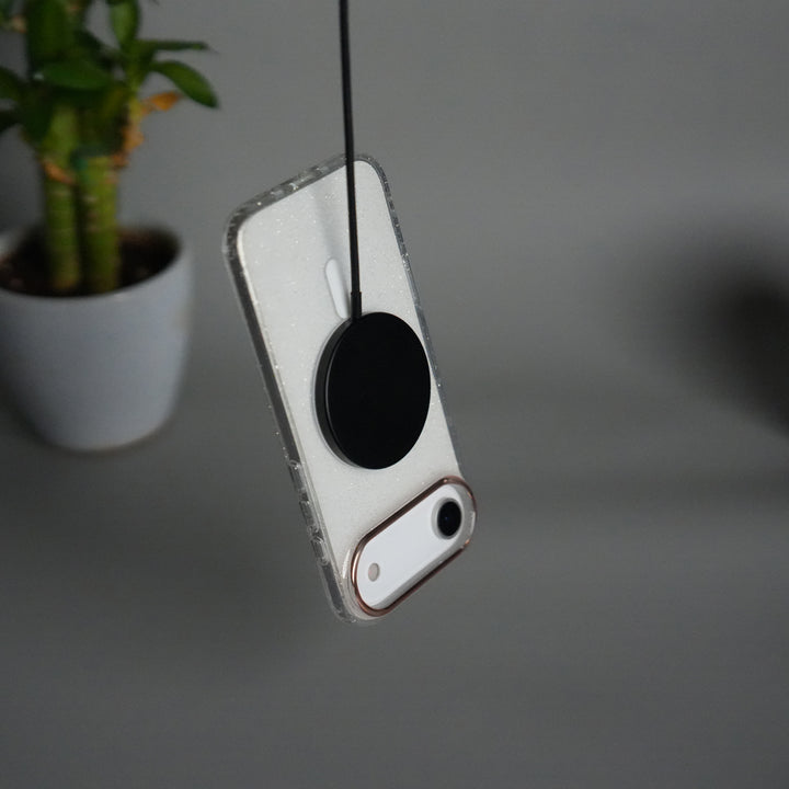 iPhone 17 Air Glitter MagSafe Case | Transparent Cover with Sparkle Finish & Metallic Camera Bumper