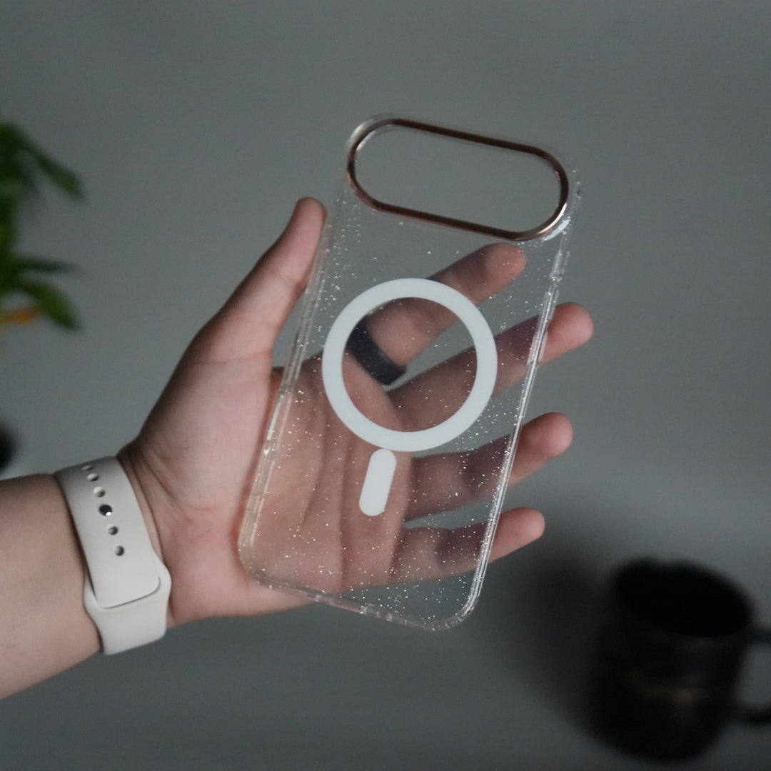 iPhone 17 Air Hard Crystal Transparent MagSafe Case | Anti-Yellow Clear Back Cover with Metal Camera Bump