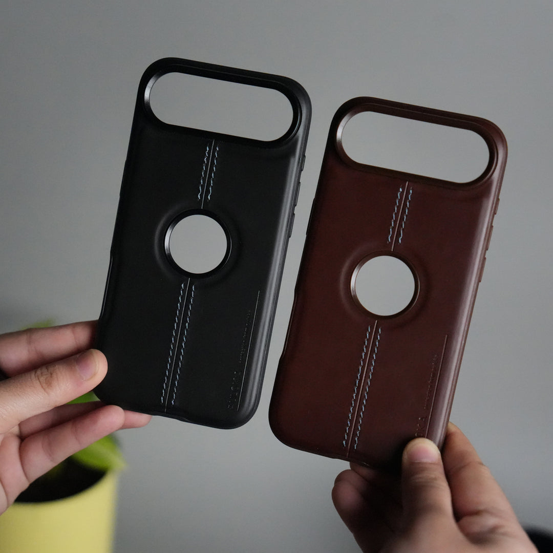 iPhone 17 Air Leather Case | Classic Middle Stitched PU Back Cover