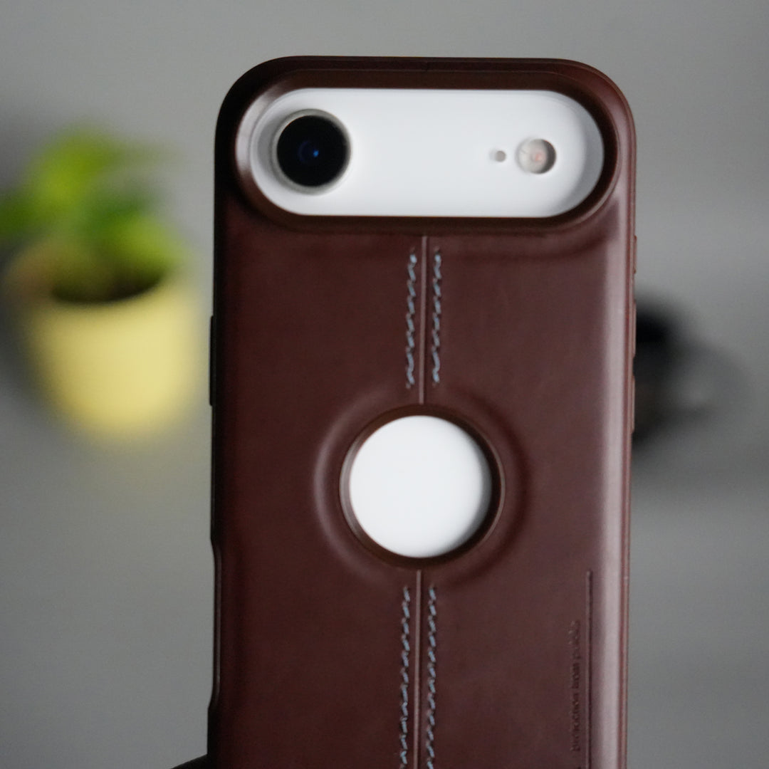 iPhone 17 Air Leather Case | Classic Middle Stitched PU Back Cover