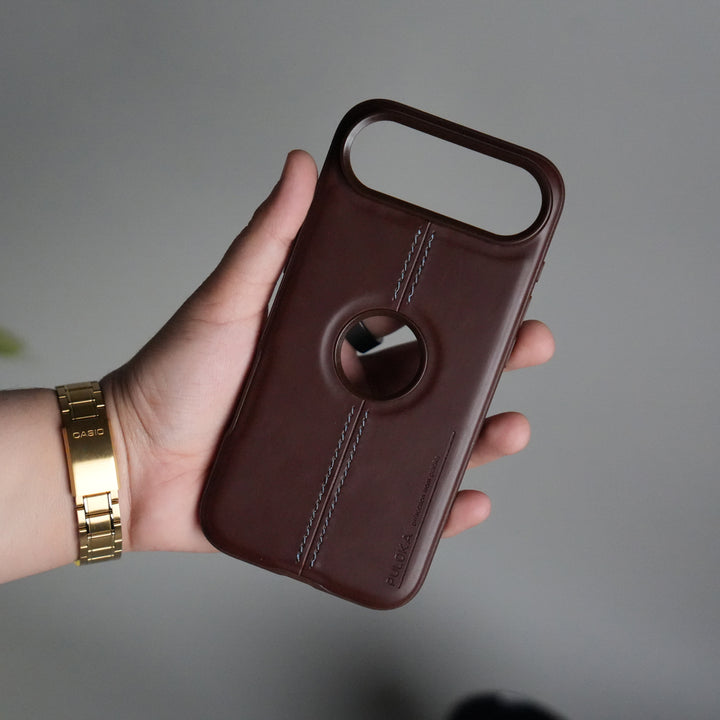 iPhone 17 Air Leather Case | Classic Middle Stitched PU Back Cover