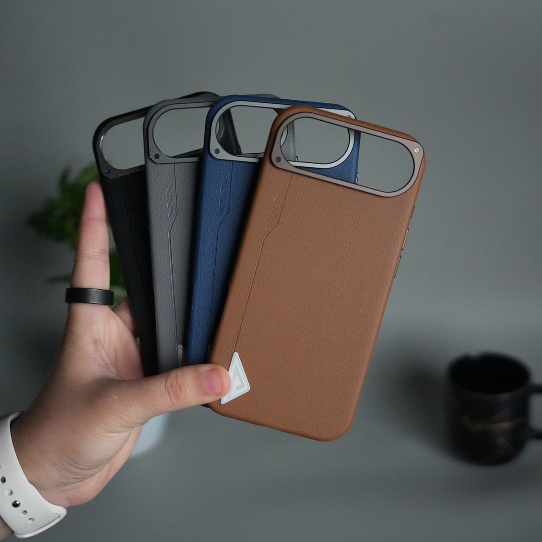 iPhone 17 Air Leather Texture MagSafe PVC NUIU Case With Metal Camera Bump