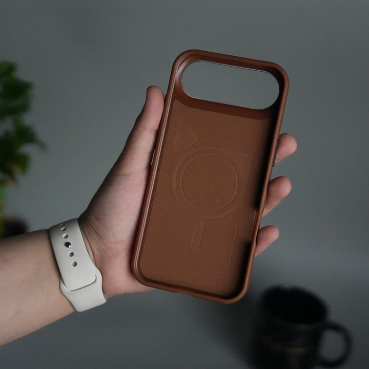 iPhone 17 Air Leather Texture MagSafe PVC NUIU Case With Metal Camera Bump