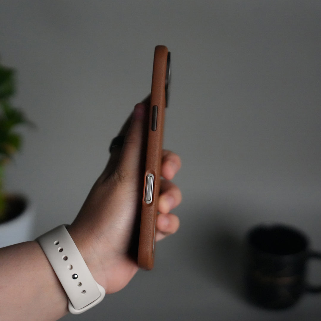 iPhone 17 Air Leather Texture MagSafe PVC NUIU Case With Metal Camera Bump