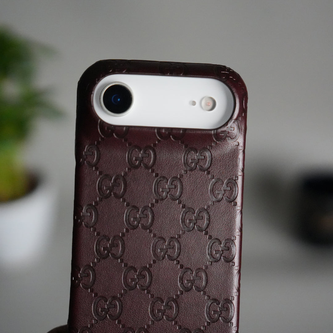iPhone 17 Air Luxury GG Fashion Leather Brand Case Cover