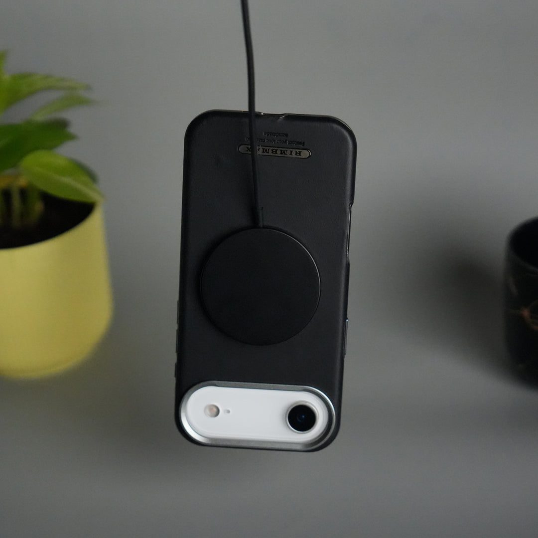 iPhone 17 Air PU Leather Logo Cut MagSafe Case | Metal Camera Frame with Premium Finish