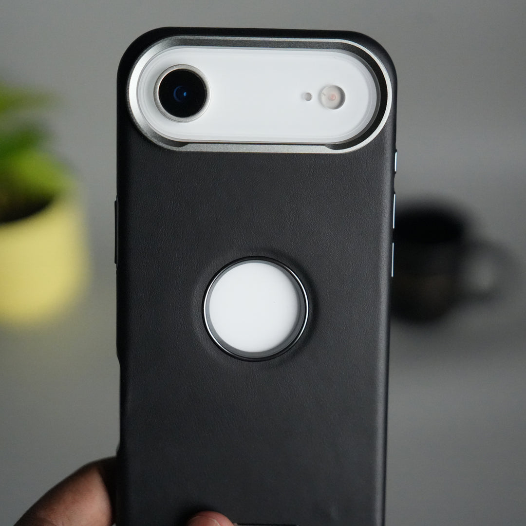 iPhone 17 Air PU Leather Logo Cut MagSafe Case | Metal Camera Frame with Premium Finish