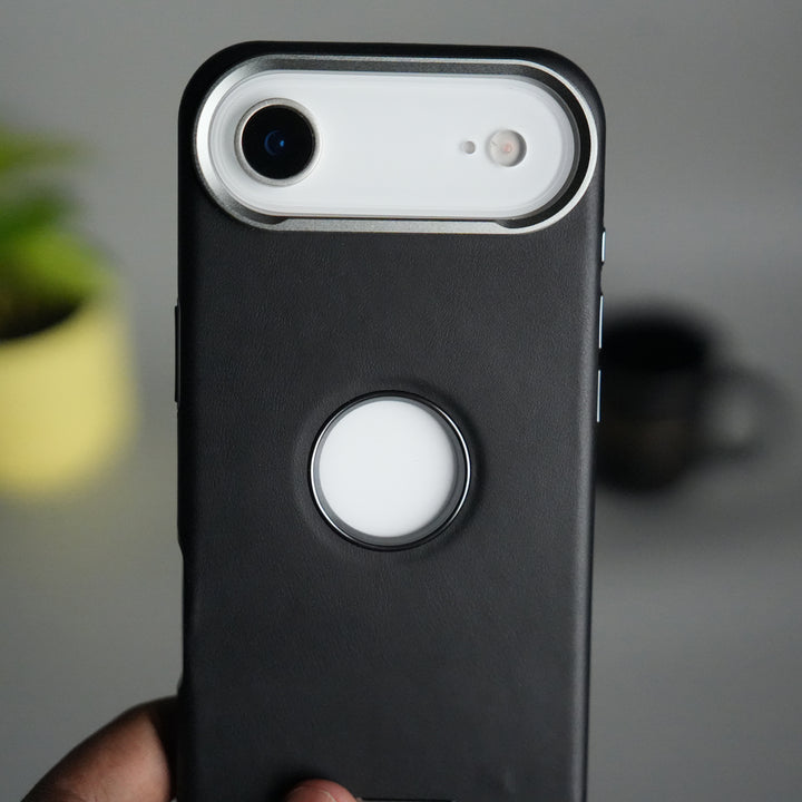 iPhone 17 Air PU Leather Logo Cut MagSafe Case | Metal Camera Frame with Premium Finish