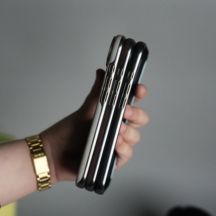 iPhone 17 Air PU Leather Logo Cut MagSafe Case | Metal Camera Frame with Premium Finish