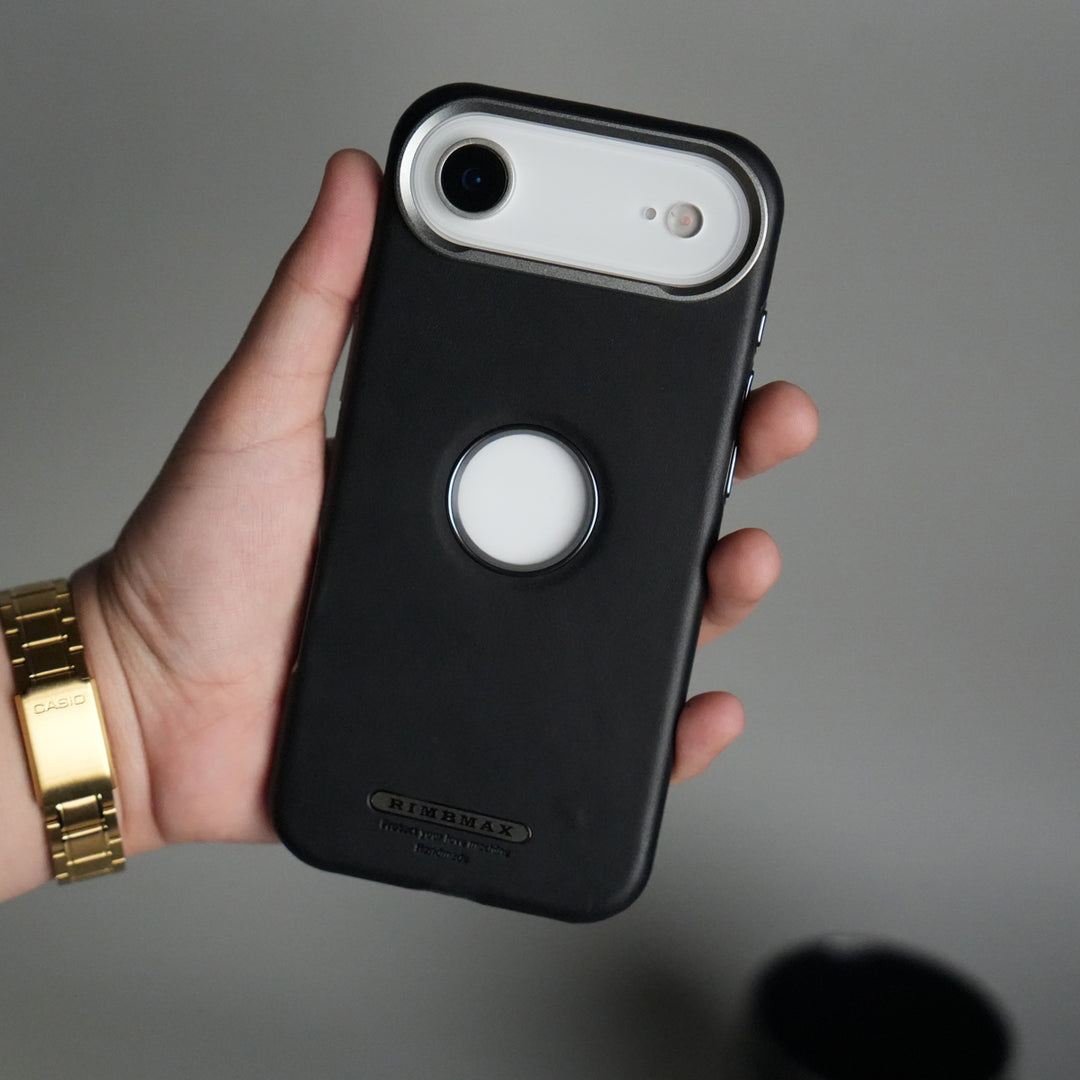 iPhone 17 Air PU Leather Logo Cut MagSafe Case | Metal Camera Frame with Premium Finish