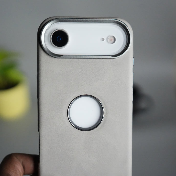 iPhone 17 Air PU Leather Logo Cut MagSafe Case | Metal Camera Frame with Premium Finish