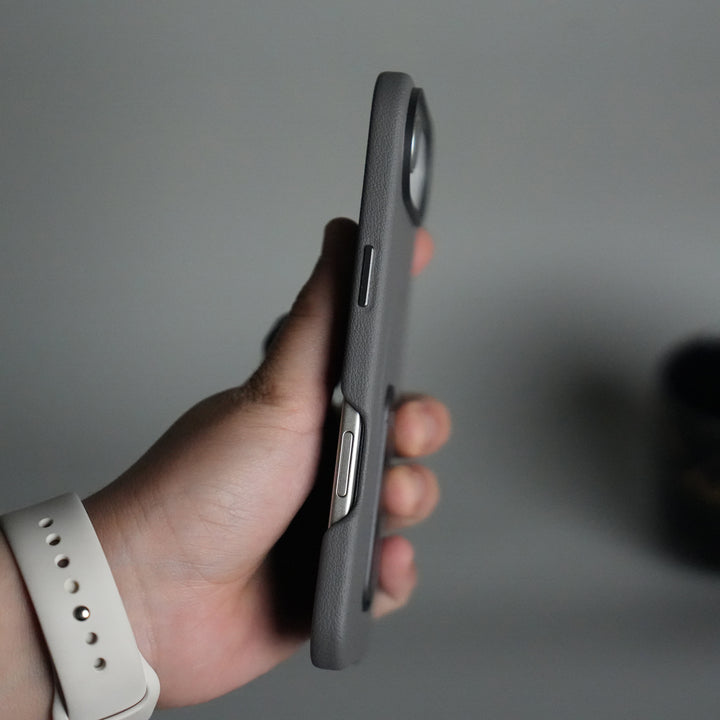 iPhone 17 Air Premium Leather-Texture Back Case with Metal Kickstand | Shockproof Cover