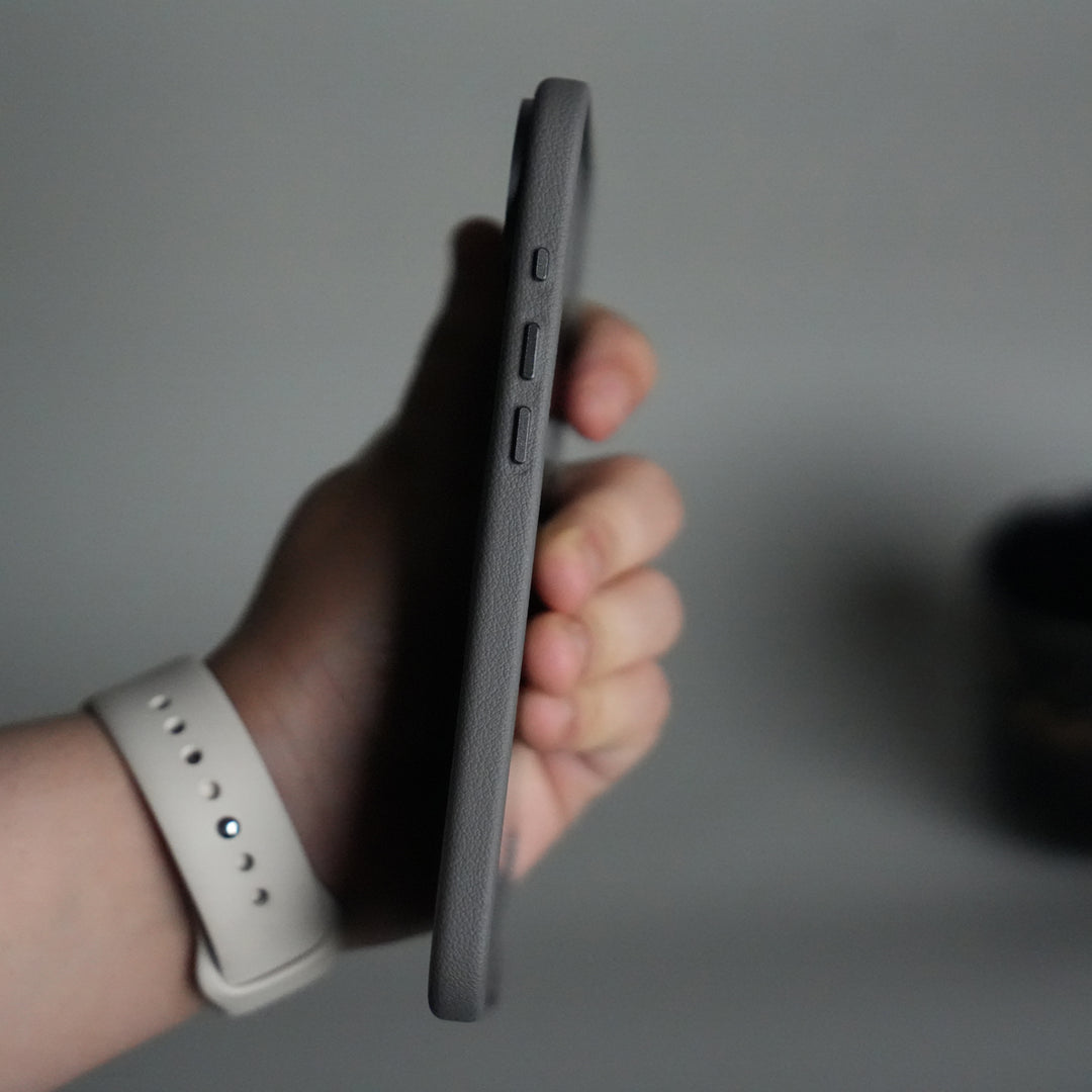 iPhone 17 Air Premium Leather-Texture Back Case with Metal Kickstand | Shockproof Cover