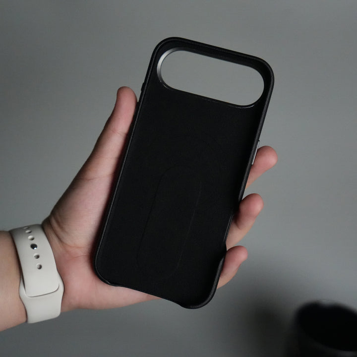 iPhone 17 Air Premium Leather-Texture Back Case with Metal Kickstand | Shockproof Cover