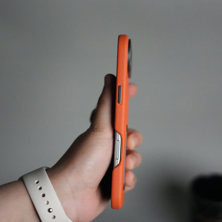 iPhone 17 Air Premium Leather-Texture Back Case with Metal Kickstand | Shockproof Cover