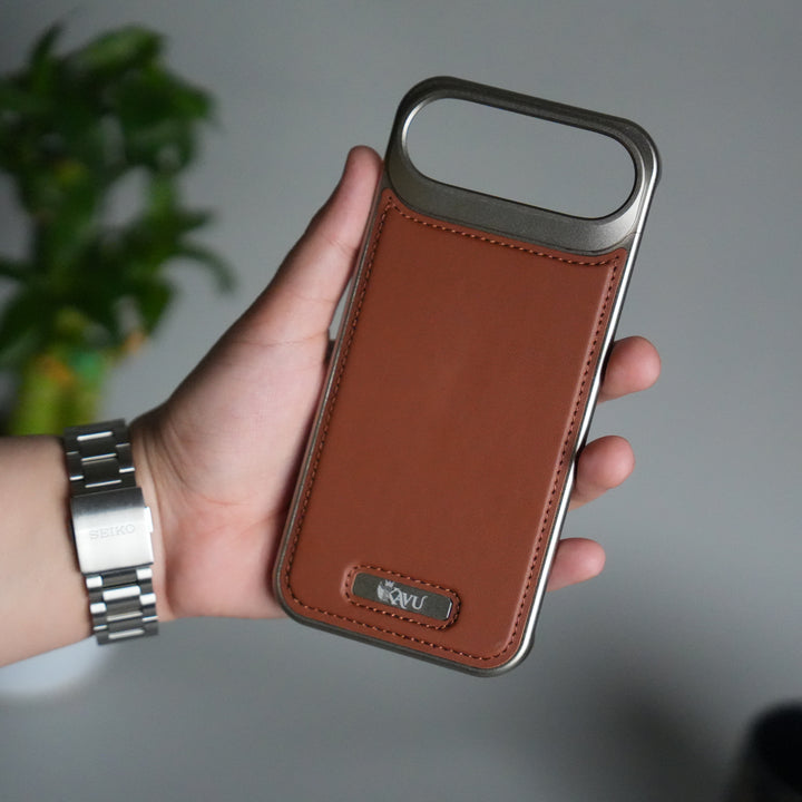 iPhone 17 Air Premium Metallic AeroFLex Aluminium Stitch Leather MagSafe Case