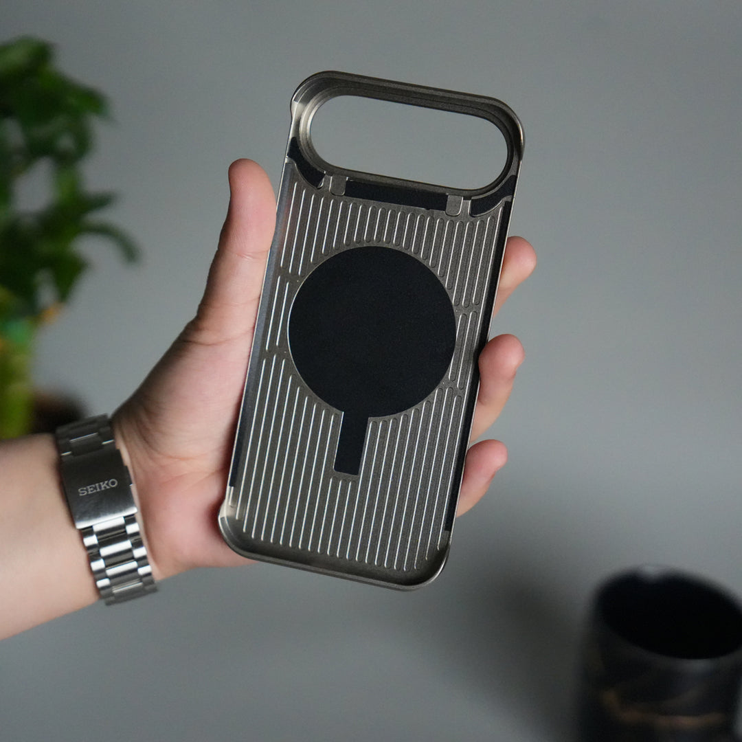 iPhone 17 Air Premium Metallic AeroFLex Aluminium Stitch Leather MagSafe Case