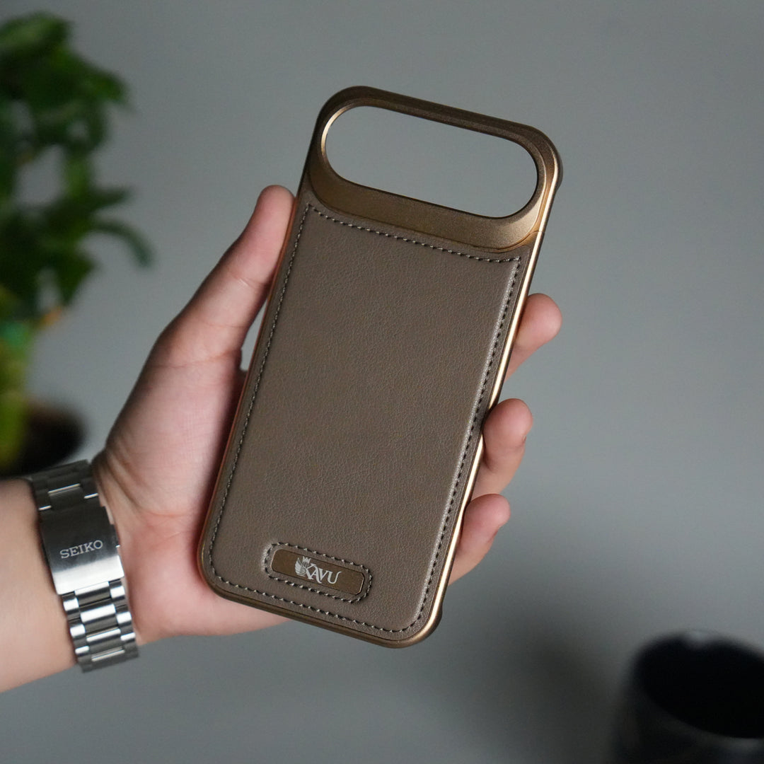 iPhone 17 Air Premium Metallic AeroFLex Aluminium Stitch Leather MagSafe Case