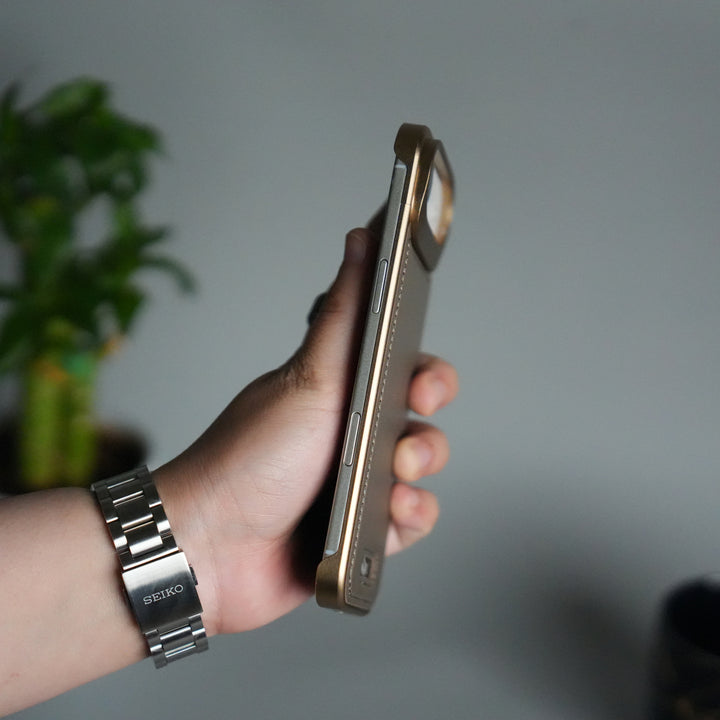 iPhone 17 Air Premium Metallic AeroFLex Aluminium Stitch Leather MagSafe Case