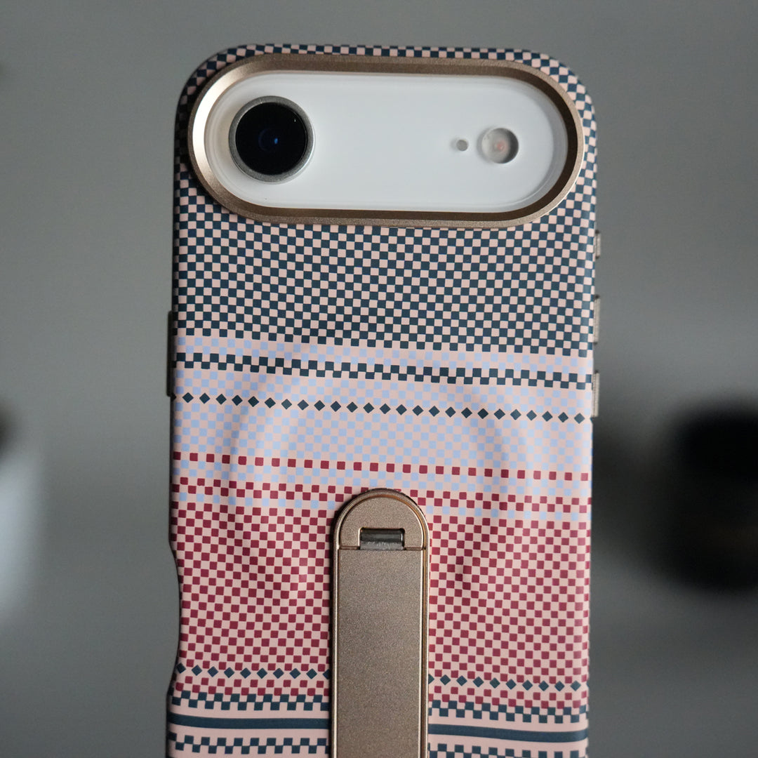 iPhone 17 Air Premium Pattern Back Case with Metal Kickstand | Slim Shockproof Protective Cover