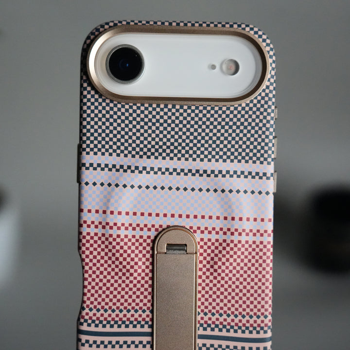 iPhone 17 Air Premium Pattern Back Case with Metal Kickstand | Slim Shockproof Protective Cover