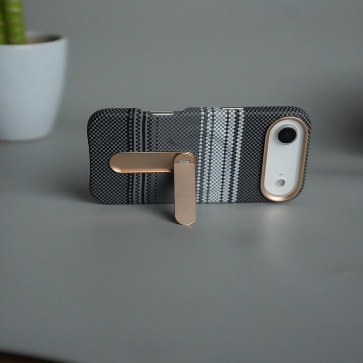 iPhone 17 Air Premium Pattern Back Case with Metal Kickstand | Slim Shockproof Protective Cover