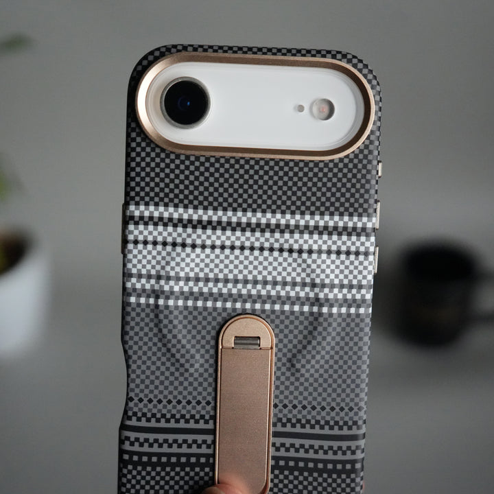 iPhone 17 Air Premium Pattern Back Case with Metal Kickstand | Slim Shockproof Protective Cover