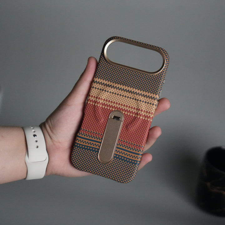 iPhone 17 Air Premium Pattern Back Case with Metal Kickstand | Slim Shockproof Protective Cover