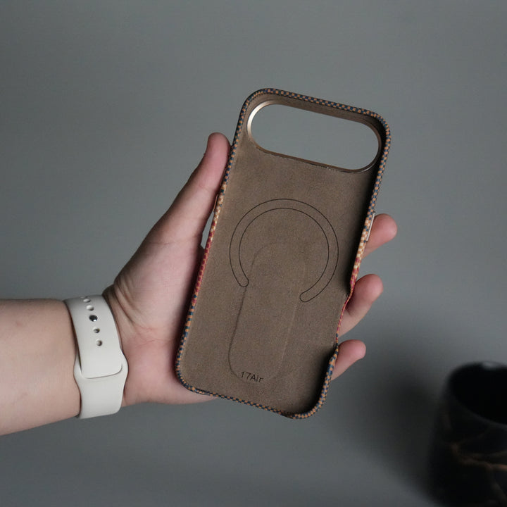 iPhone 17 Air Premium Pattern Back Case with Metal Kickstand | Slim Shockproof Protective Cover