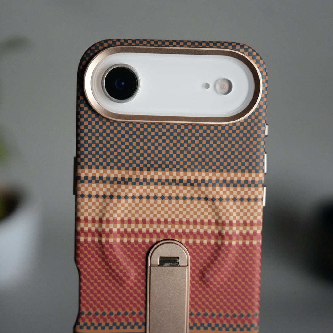 iPhone 17 Air Premium Pattern Back Case with Metal Kickstand | Slim Shockproof Protective Cover