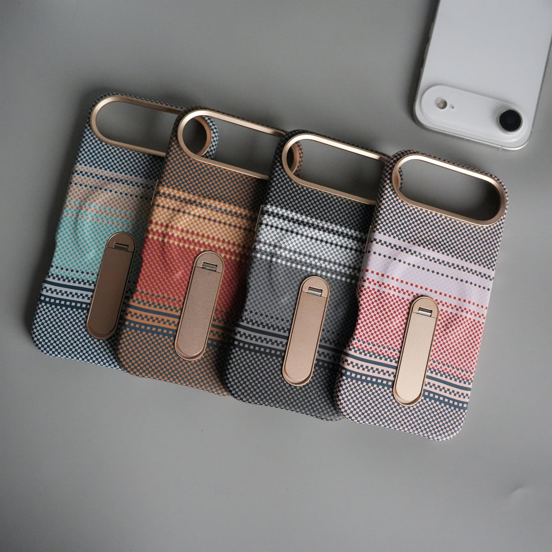 iPhone 17 Air Premium Pattern Back Case with Metal Kickstand | Slim Shockproof Protective Cover