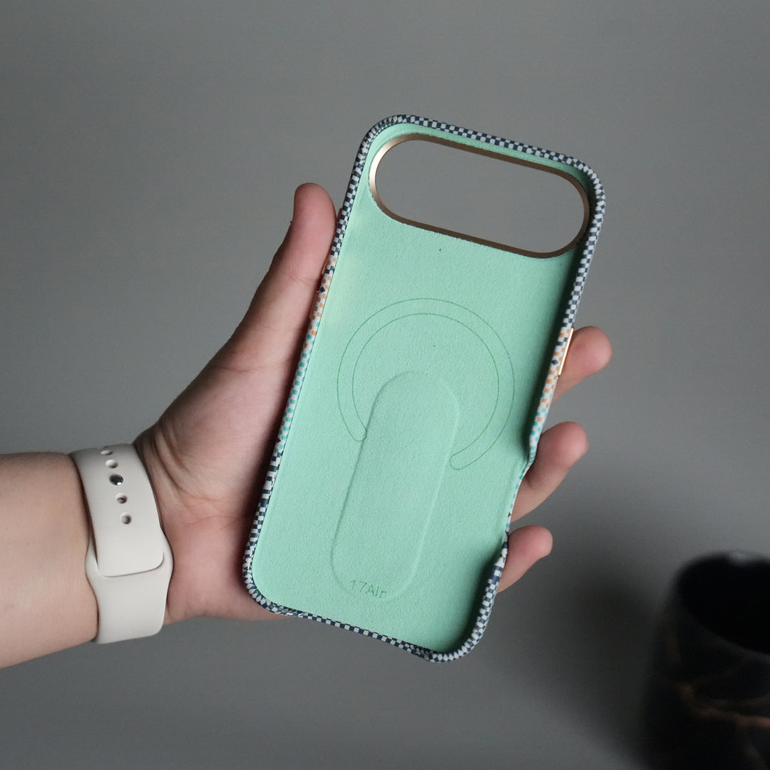 iPhone 17 Air Premium Pattern Back Case with Metal Kickstand | Slim Shockproof Protective Cover