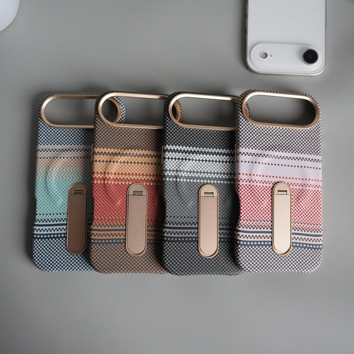 iPhone 17 Air Premium Pattern Back Case with Metal Kickstand | Slim Shockproof Protective Cover